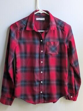 EUC....Abercrombie Kids Girls Red Plaid Button Up Shirt  Size 11/12